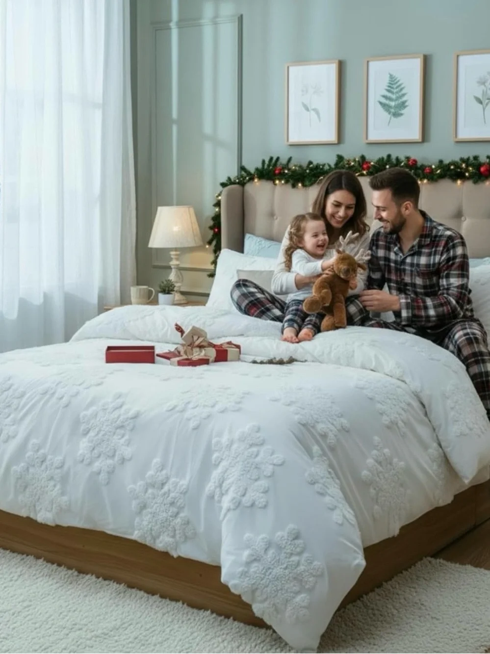 Frienda 3 Pcs Winter Snowflake Full Comforter Cover Set Includes 1 Duvet Cover